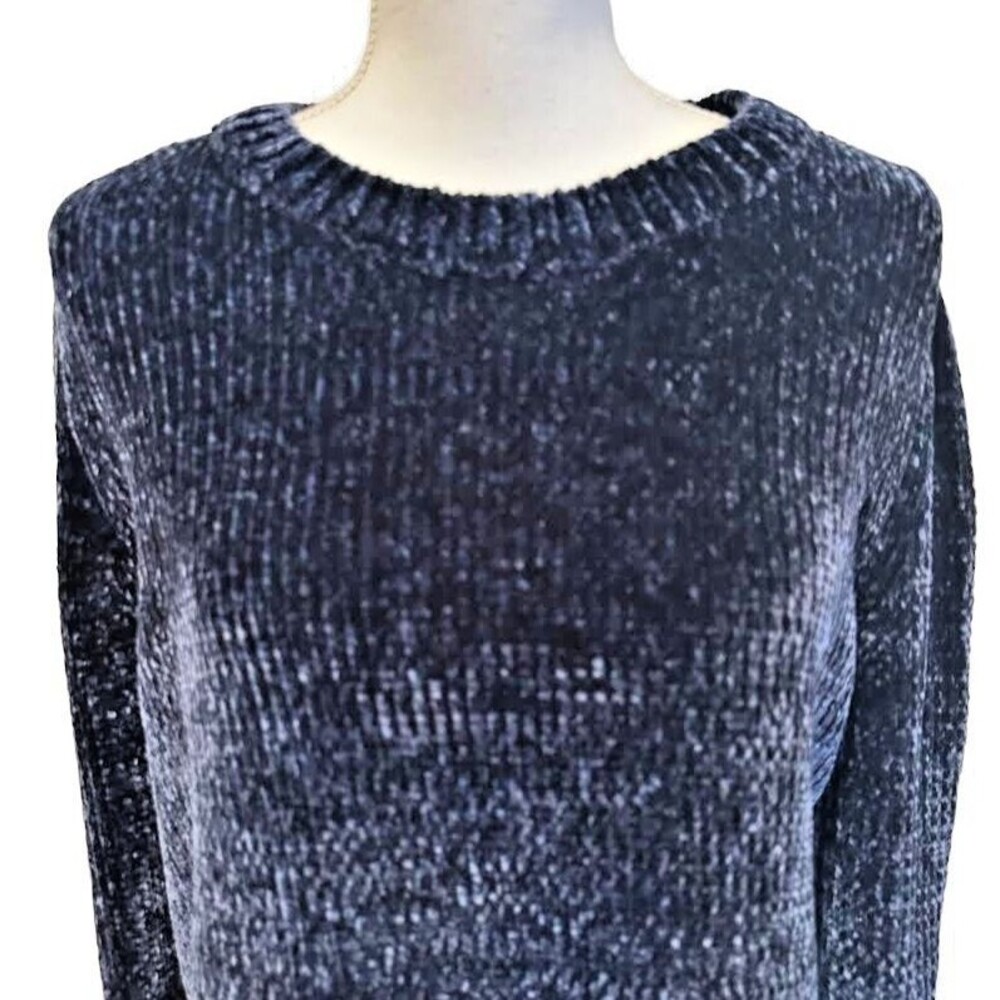 Orvis Classic Collection Women's L Large Blue Chenille Soft Velvety Sweater - Picture 4 of 5